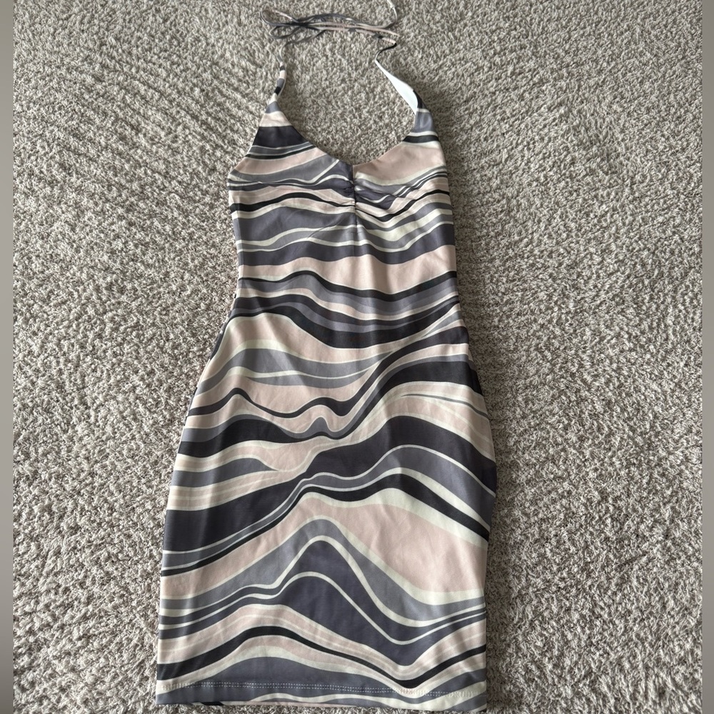 Elegant Striped Halter Dress